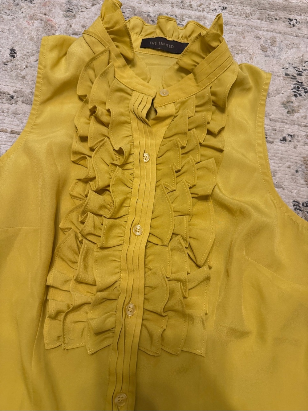 The Limited Mustard Ruffle Front Sleeveless Blouse - Picture 2 of 7